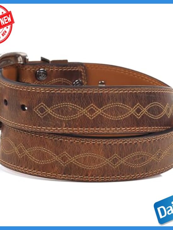 Leather Tapered Belt with Removable Silver Buckle Size 34 main image 5
